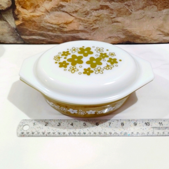 Vintage Pyrex 1 1/2 QT Spring Blossom Crazy Daisy Casserole 043 Lid 943 C36 - Picture 10 of 13